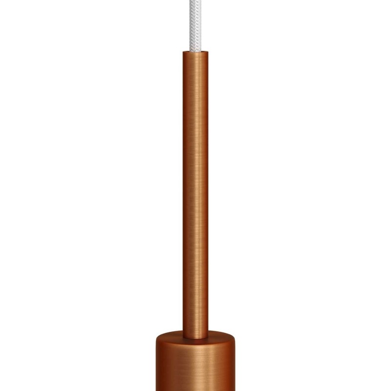 Prensaestopa metálico redondo, longitud 15 cm, acabado cobre satinado, completo de tubo roscado, tuerca y arandela