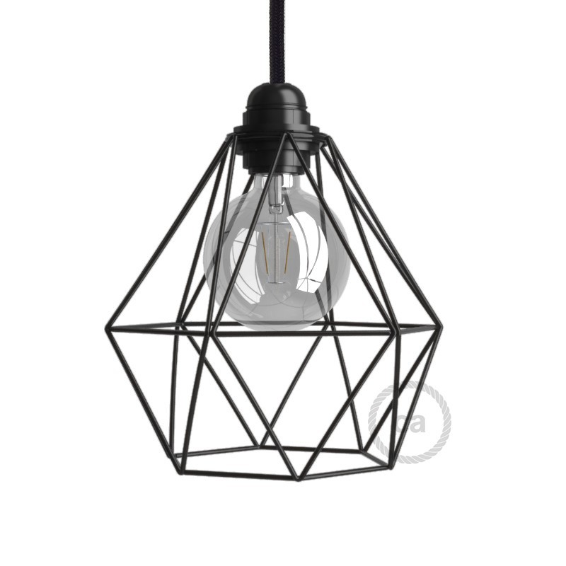 Pantalla Jaula Diamond de metal con casquillo E27