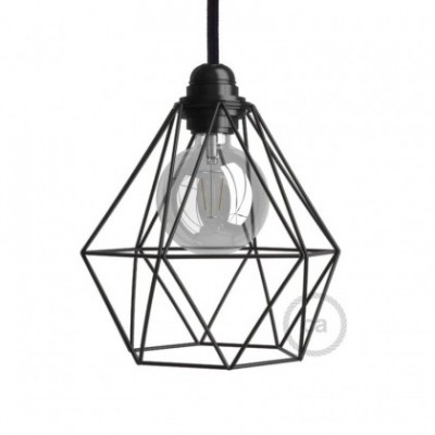 Pantalla Jaula Diamond de metal con casquillo E27