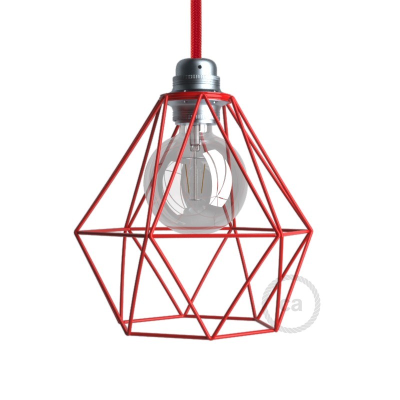Pantalla Jaula Diamond de metal con casquillo E27
