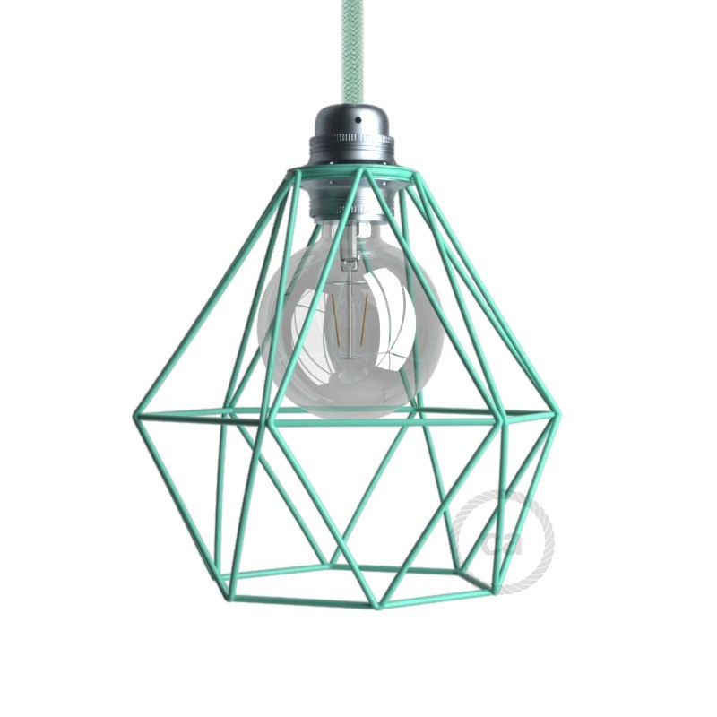 Pantalla Jaula Diamond de metal con casquillo E27