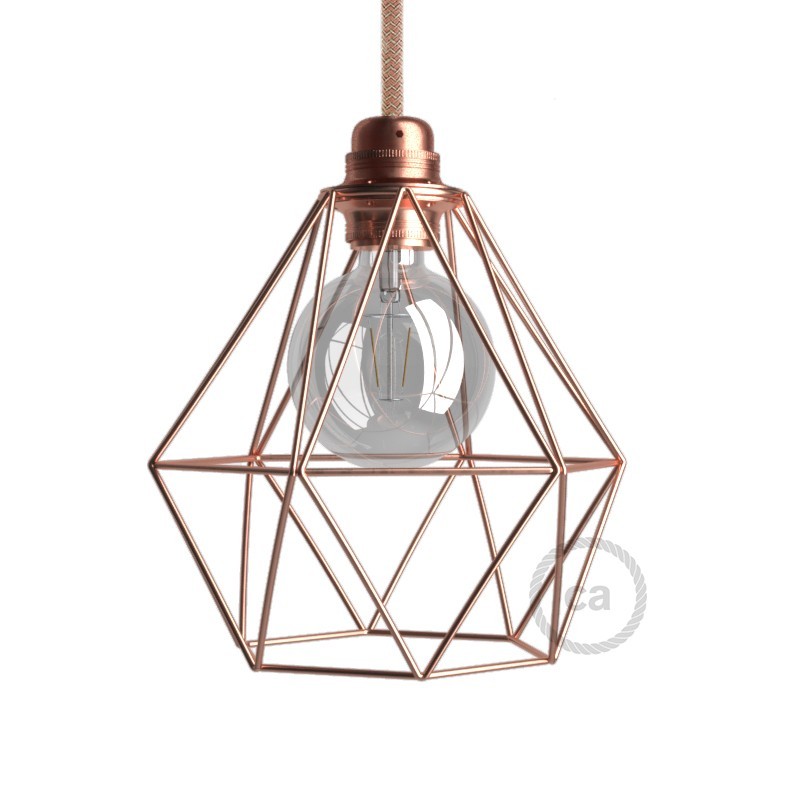 Pantalla Jaula Diamond de metal con casquillo E27