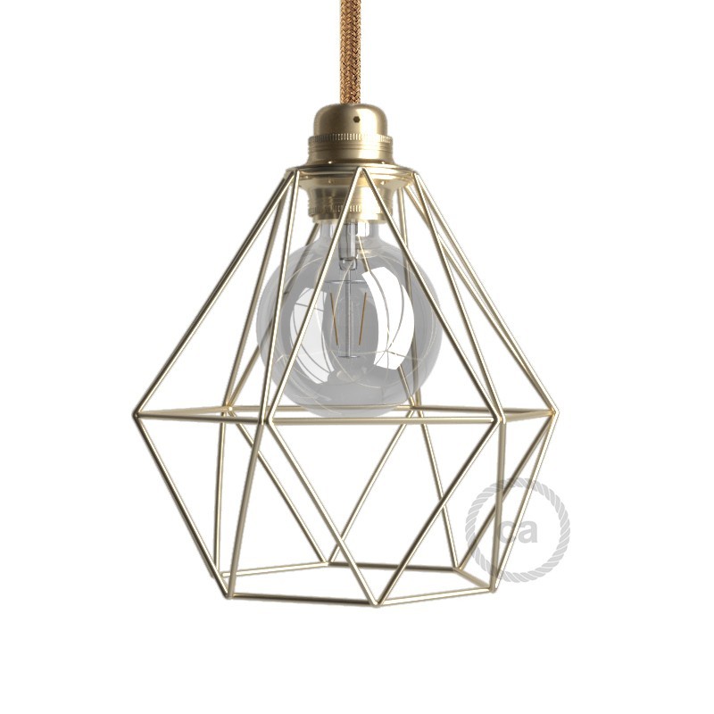 Pantalla Jaula Diamond de metal con casquillo E27
