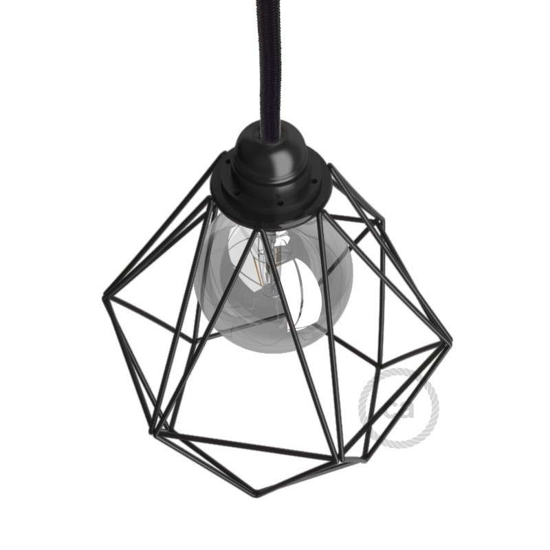 Pantalla Jaula Diamond de metal con casquillo E27