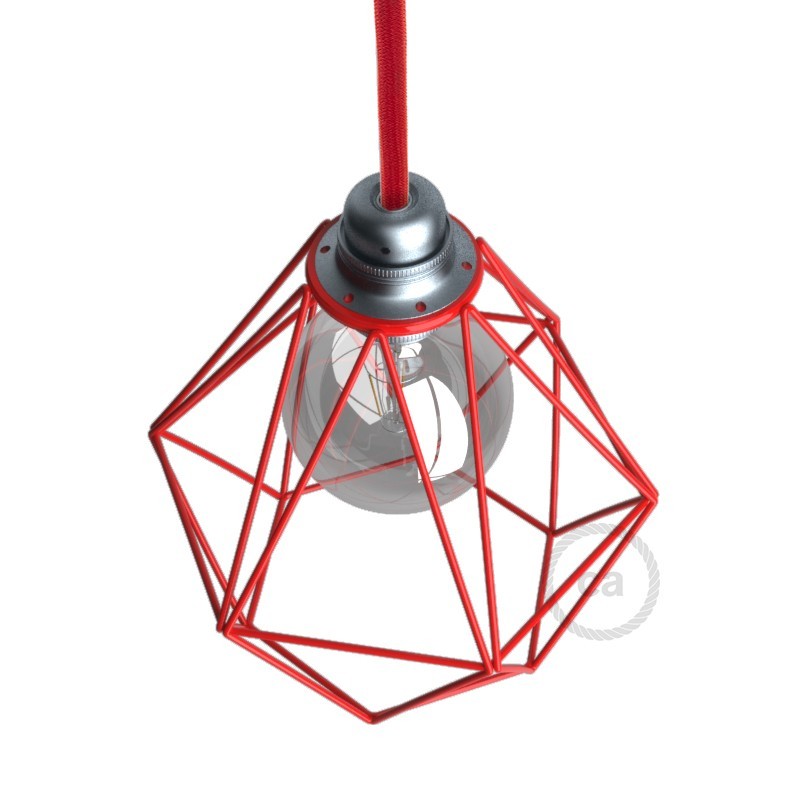 Pantalla Jaula Diamond de metal con casquillo E27