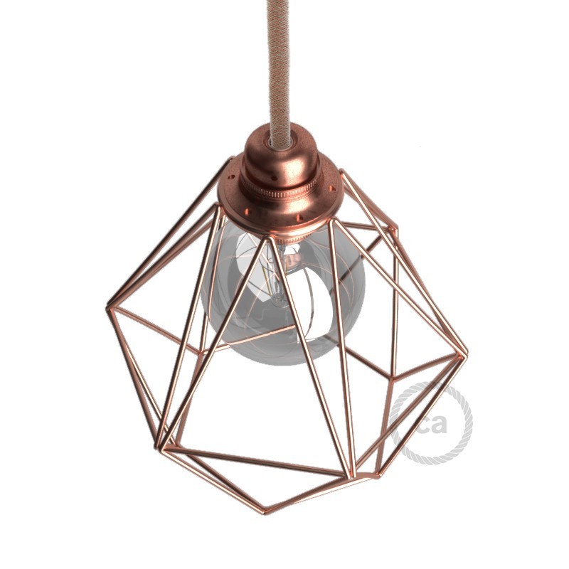 Pantalla Jaula Diamond de metal con casquillo E27