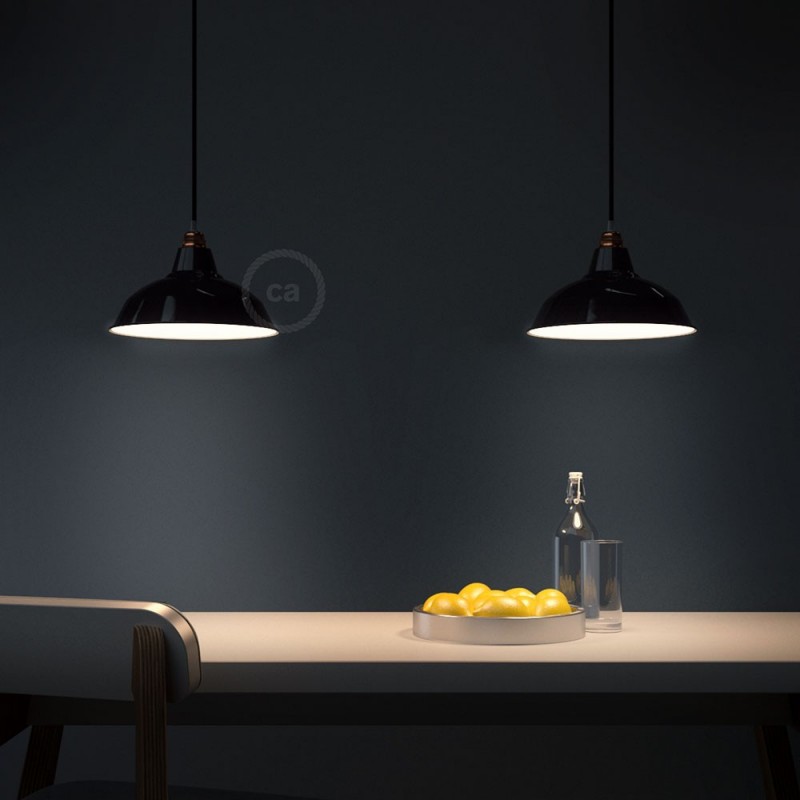 Pantalla Bistrot de metal esmaltado con casquillo E27, diámetro 30cm