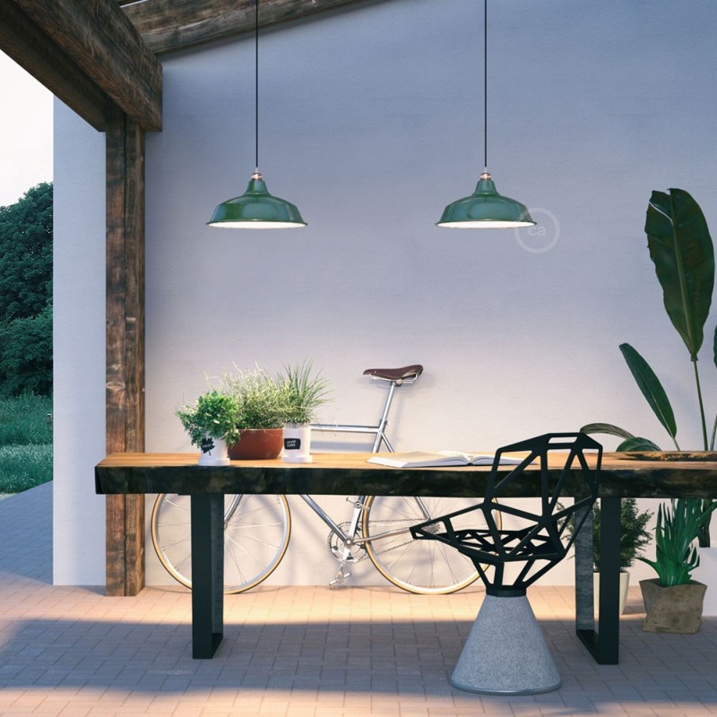Pantalla Bistrot de metal esmaltado con casquillo E27, diámetro 38cm