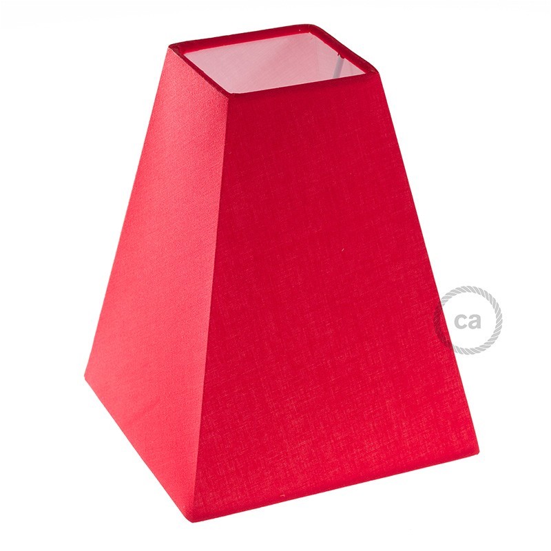 Pantalla de tela Pirámide Cuadrada casquillo E27, base 16x16cm H20cm - 100% Fabricado en Italia