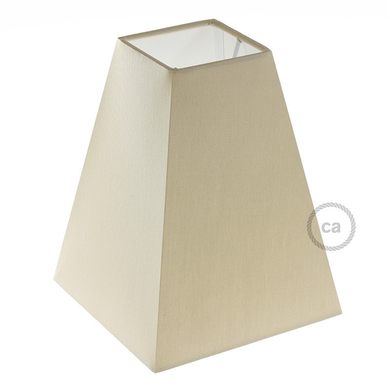 Pantalla de tela Pirámide Cuadrada casquillo E27, base 16x16cm H20cm - 100% Fabricado en Italia