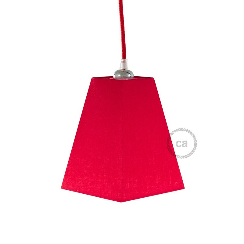 Pantalla de tela Pirámide Cuadrada casquillo E27, base 16x16cm H20cm - 100% Fabricado en Italia