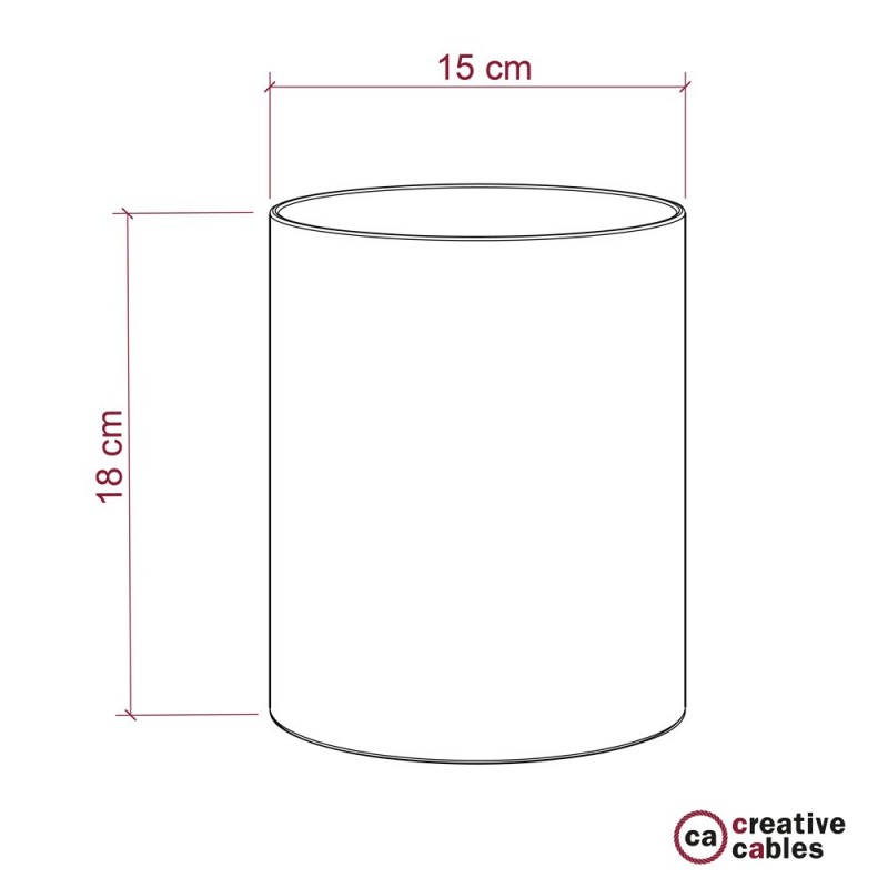 Pantalla de tela Cilindro casquillo E27, diámetro 15cm H18cm - 100% Fabricado en Italia
