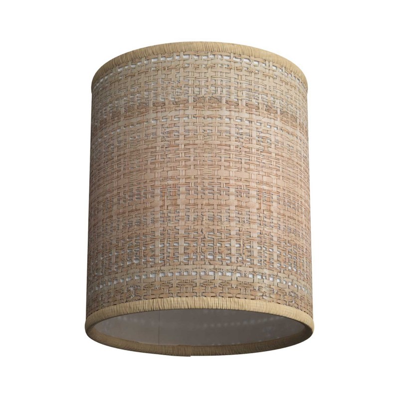 Pantalla de Rafia Natural Cilindro casquillo E27, diámetro 15cm H18cm - 100% Fabricado en Italia