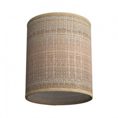 Pantalla de Rafia Natural Cilindro casquillo E27, diámetro 15cm H18cm - 100% Fabricado en Italia