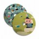 UFO Pantalla de madera ilustrada por varios artistas, doble cara - Diámetro 33cm