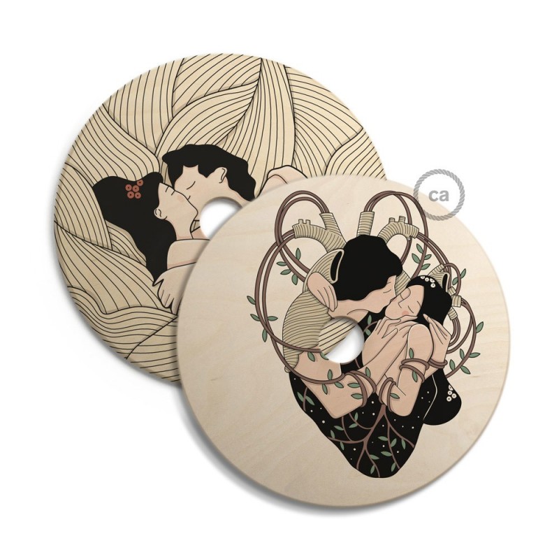 UFO Pantalla de madera ilustrada por varios artistas, doble cara - Diámetro 33cm