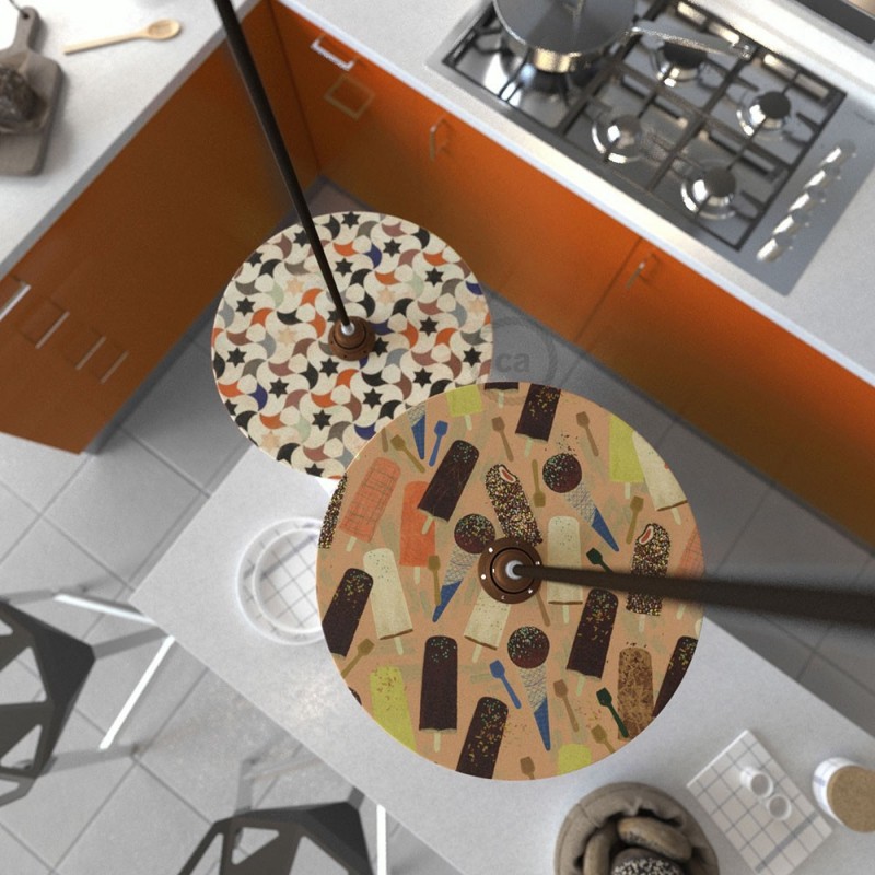 UFO Pantalla de madera ilustrada por varios artistas, doble cara - Diámetro 33cm