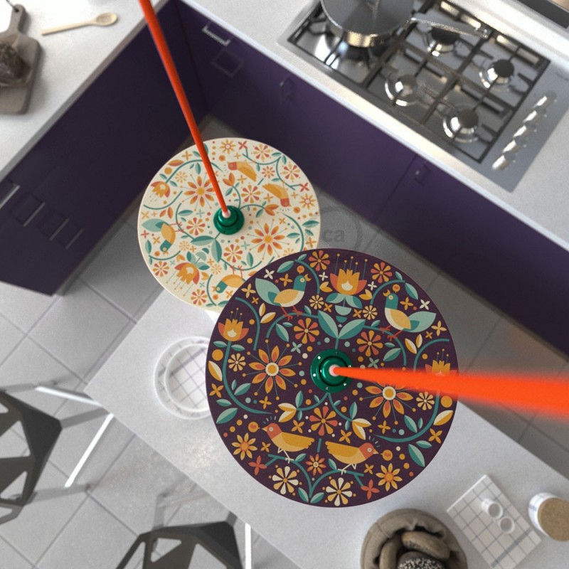 UFO Pantalla de madera ilustrada por varios artistas, doble cara - Diámetro 33cm