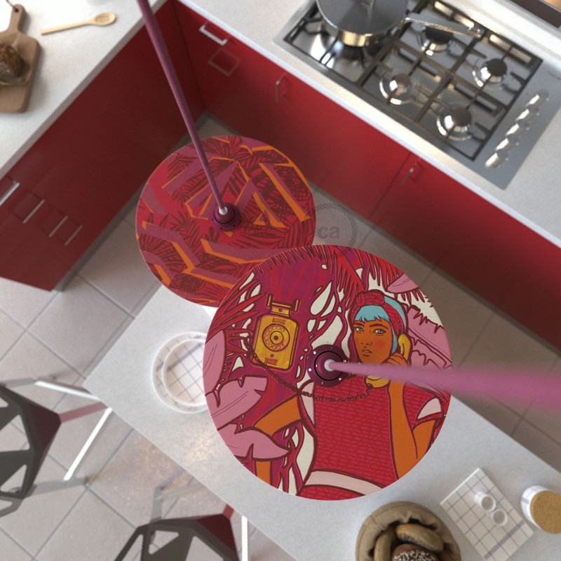 UFO Pantalla de madera ilustrada por varios artistas, doble cara - Diámetro 33cm
