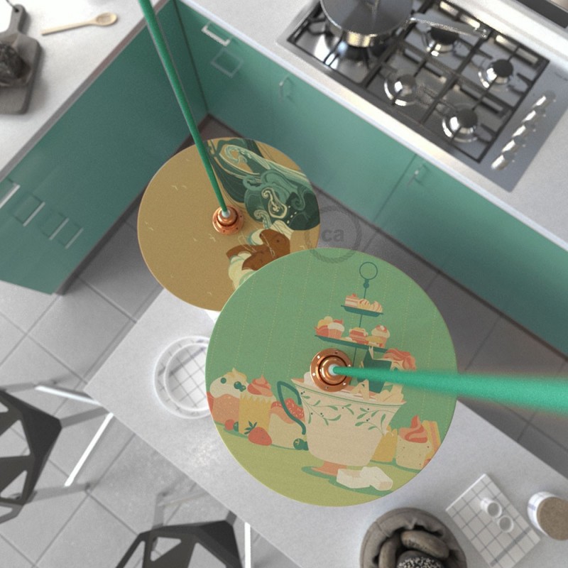 UFO Pantalla de madera ilustrada por varios artistas, doble cara - Diámetro 33cm