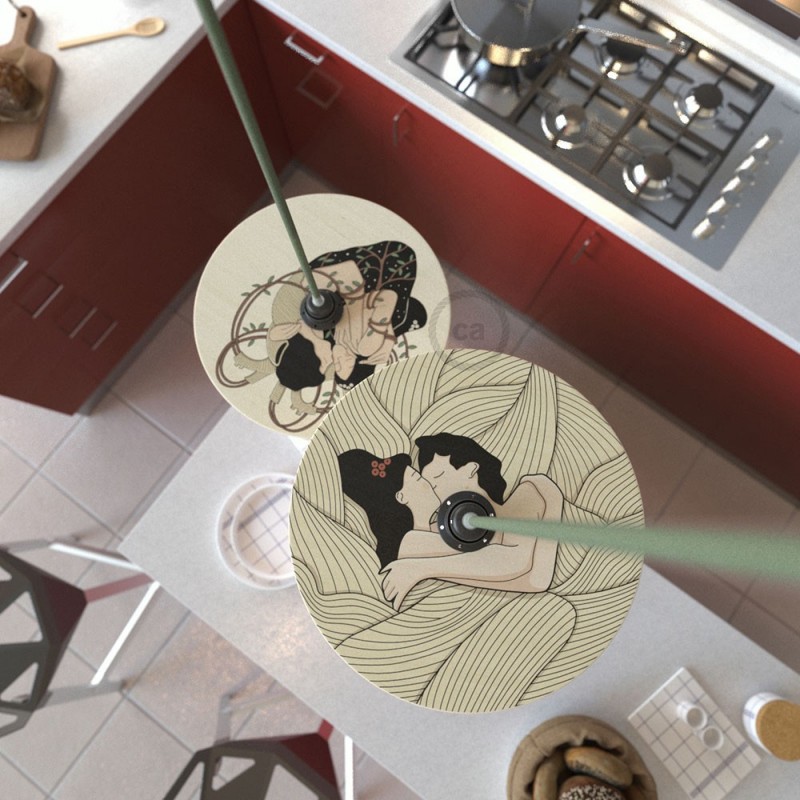 UFO Pantalla de madera ilustrada por varios artistas, doble cara - Diámetro 33cm