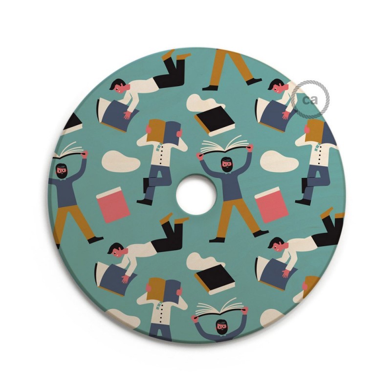UFO Pantalla de madera ilustrada por varios artistas, doble cara - Diámetro 33cm