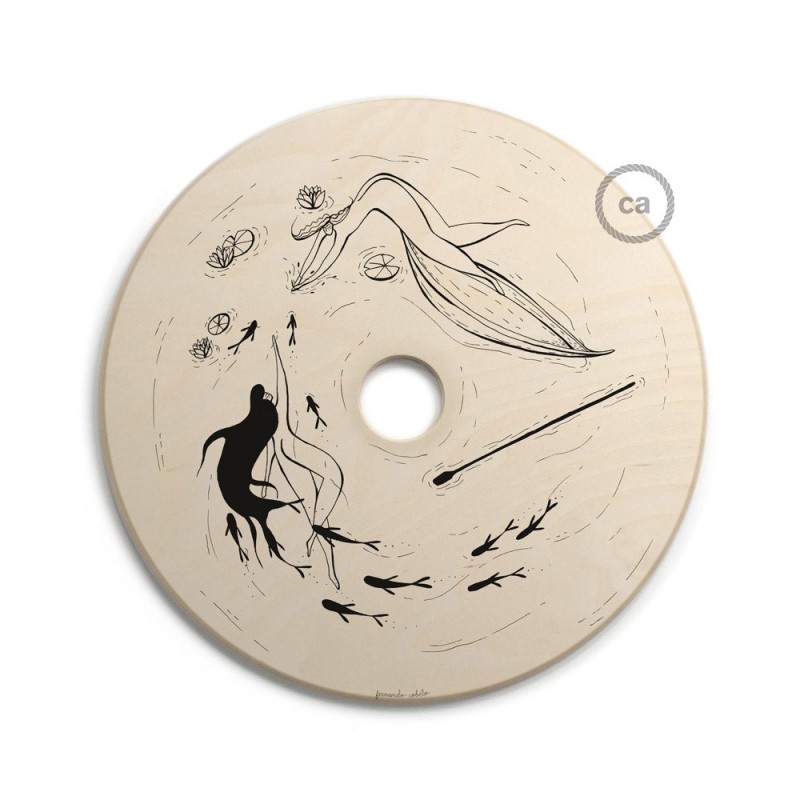 UFO Pantalla de madera ilustrada por varios artistas, doble cara - Diámetro 33cm