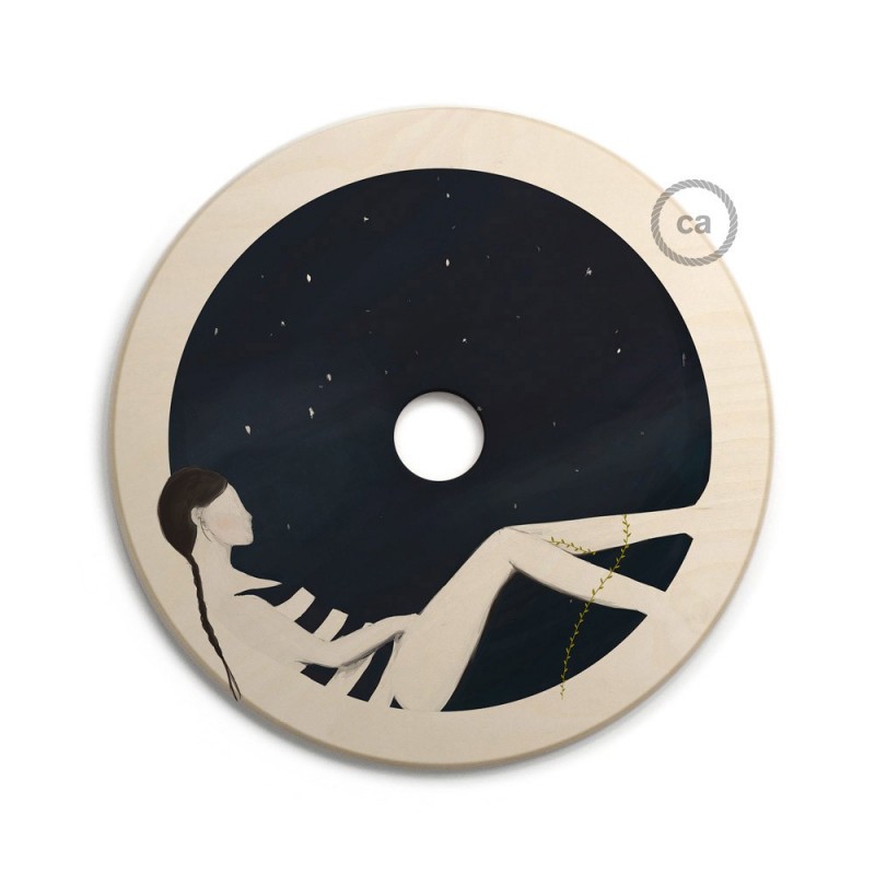 UFO Pantalla de madera ilustrada por varios artistas, doble cara - Diámetro 33cm