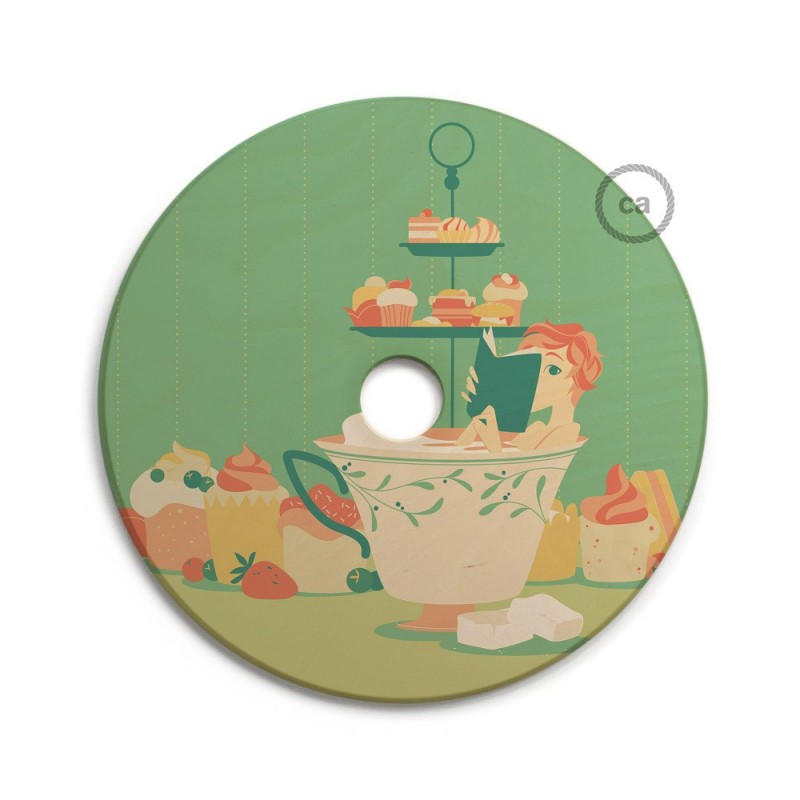 UFO Pantalla de madera ilustrada por varios artistas, doble cara - Diámetro 33cm