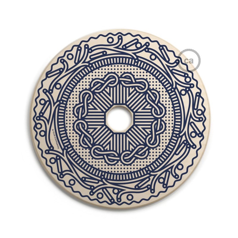 UFO Pantalla de madera ilustrada por varios artistas, doble cara - Diámetro 33cm