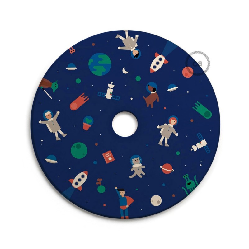 UFO Pantalla de madera ilustrada por varios artistas, doble cara - Diámetro 33cm