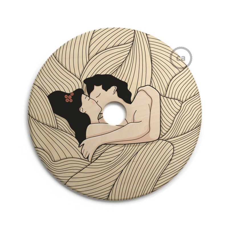 UFO Pantalla de madera ilustrada por varios artistas, doble cara - Diámetro 33cm