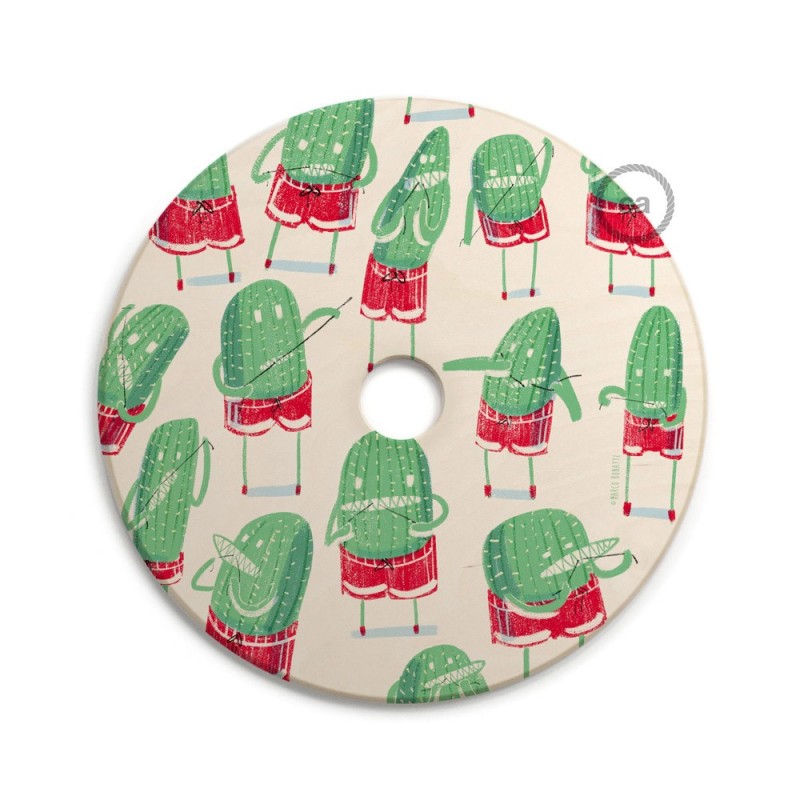 UFO Pantalla de madera ilustrada por varios artistas, doble cara - Diámetro 33cm