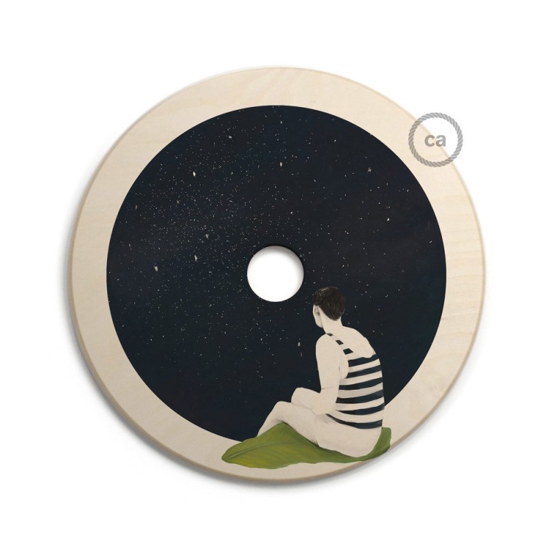UFO Pantalla de madera ilustrada por varios artistas, doble cara - Diámetro 33cm