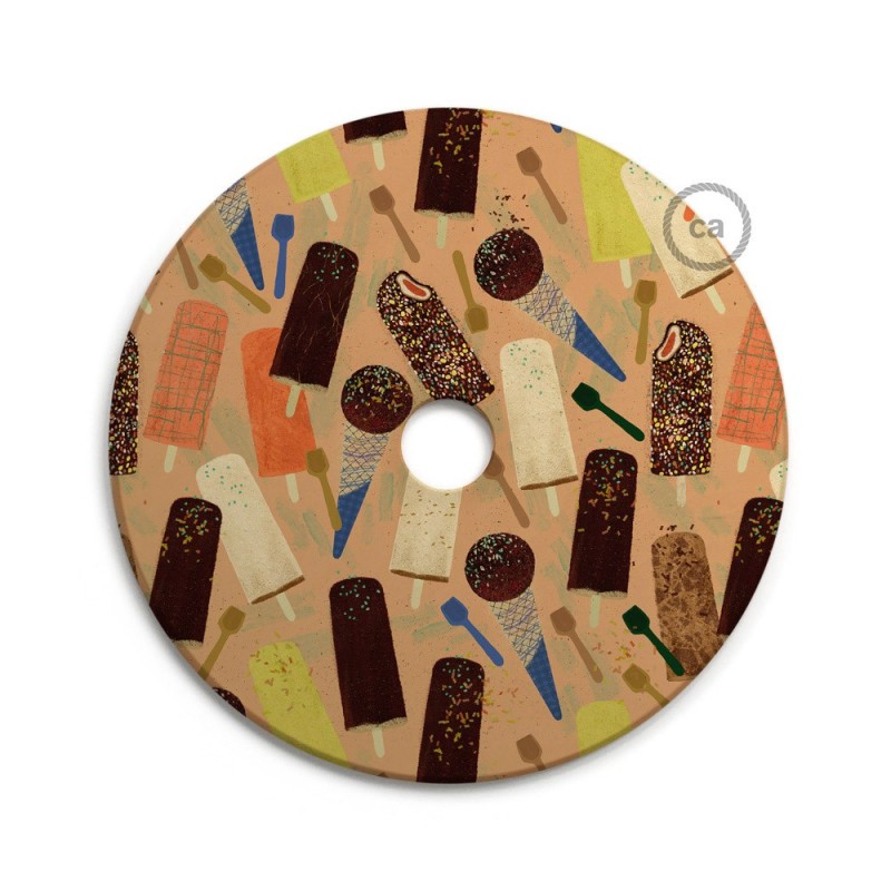 UFO Pantalla de madera ilustrada por varios artistas, doble cara - Diámetro 33cm