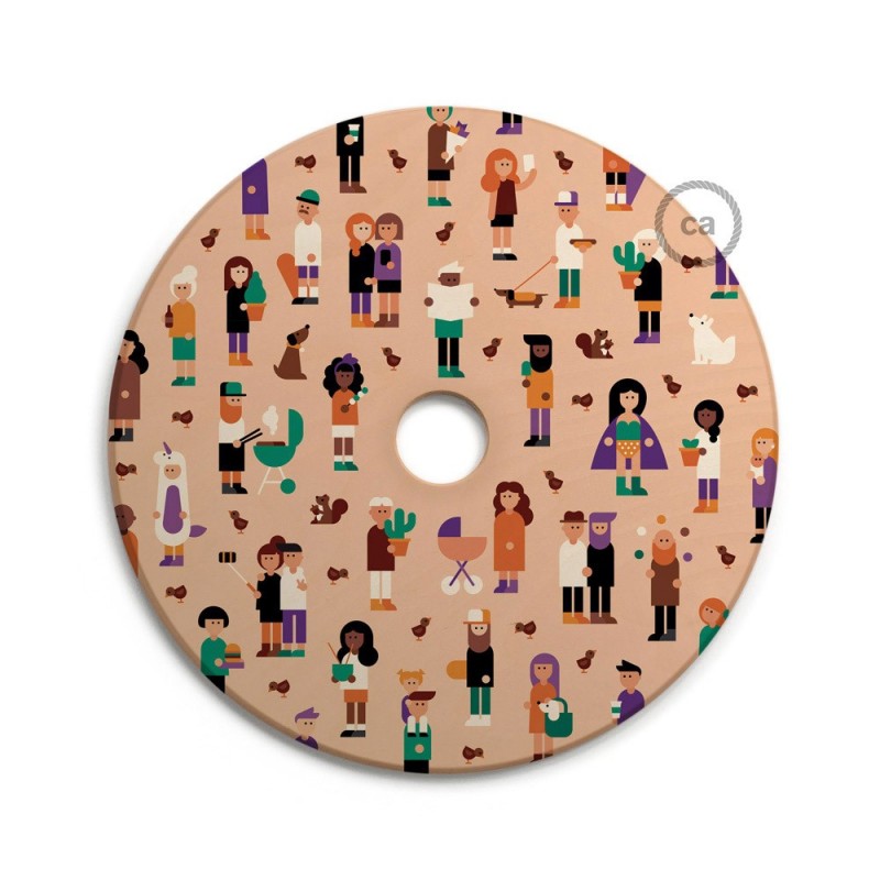 UFO Pantalla de madera ilustrada por varios artistas, doble cara - Diámetro 33cm